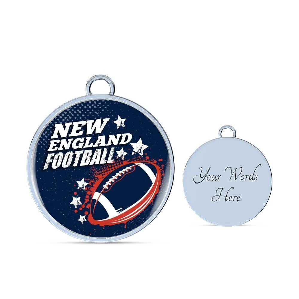 New England Fan Personalized Engraved Silver Circle Bangle Bracelet Custom